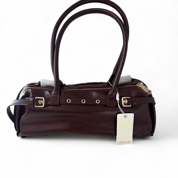 Urban Expressions Dixie Satchel Burgundy Wine Cranberry Vegan Leather Handbag - Picture 1 of 8